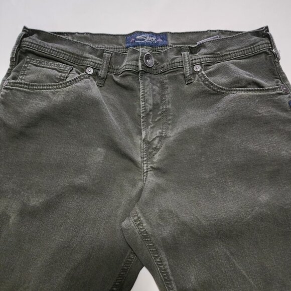 Silver Eddie Dark Green Mid Rise Relaxed Fit Straight Leg Jeans - Picture 4 of 6
